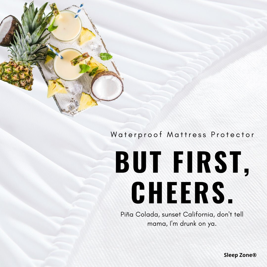 sleepzone,sleepzonelife,mattressprotector,waterproof,nationalpinacoladaday,fridaynight,drinks,pinacolada,coconut,pineapple,mattress,mattresspad,bedding,fridayvibes,happyweekend 