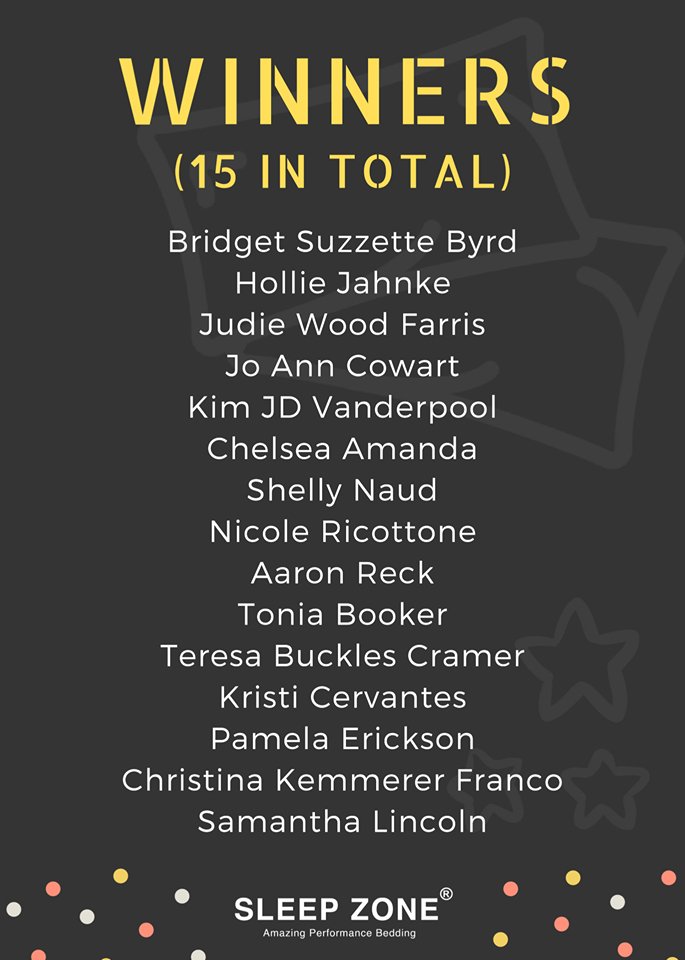 SleepZone,Bedding,MemoryFoamPillow,Pillow,Giveaway,Winners