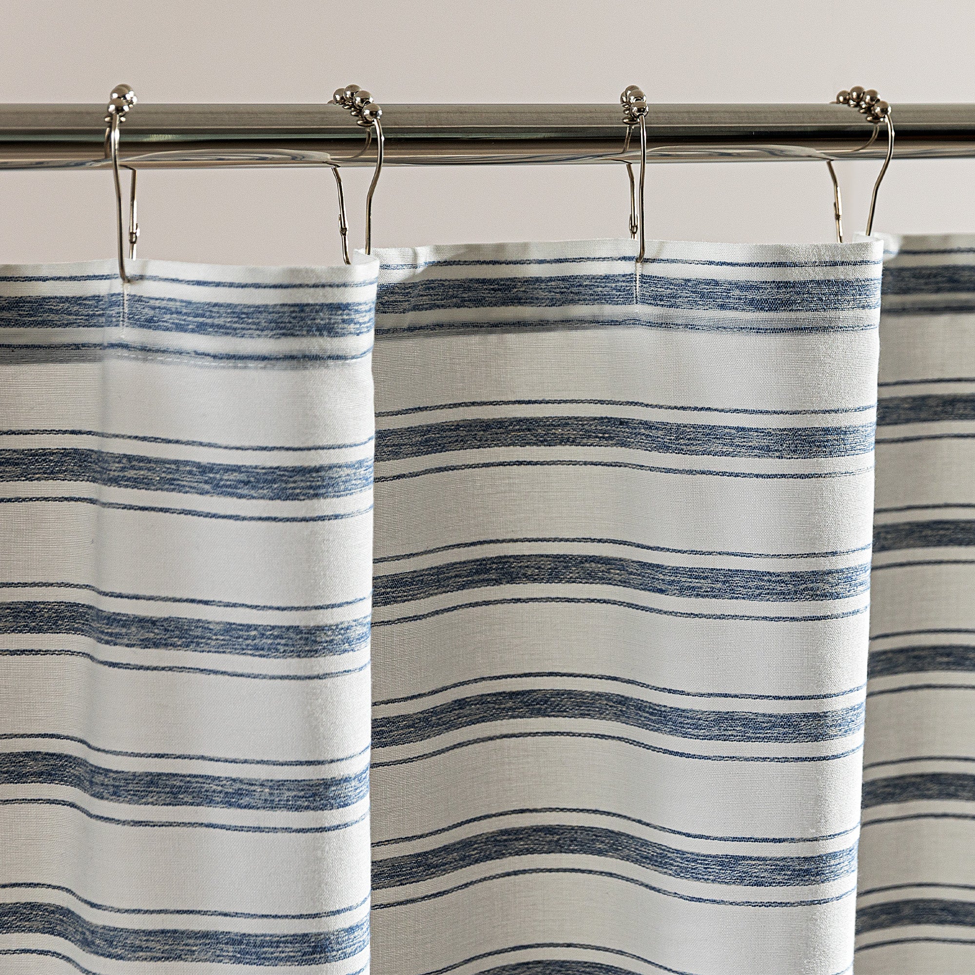 Fabric Shower Curtain - Retro Striped Farmhouse Style for Bathroom