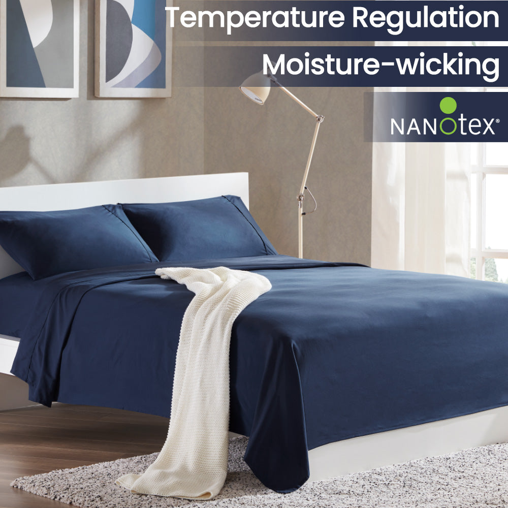 Classic NanoTex® Cooling Sheets Set-Navy Blue.