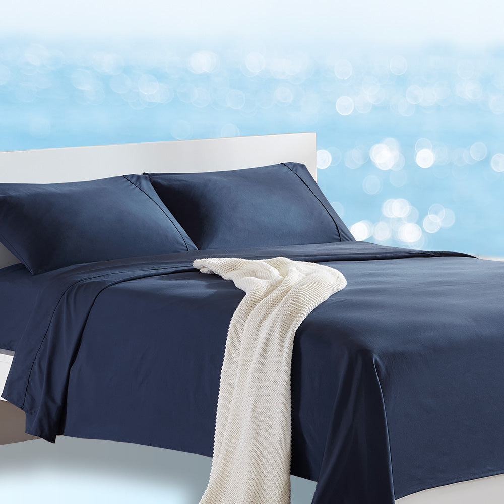 Classic NanoTex® Cooling Sheets Set-Navy Blue.