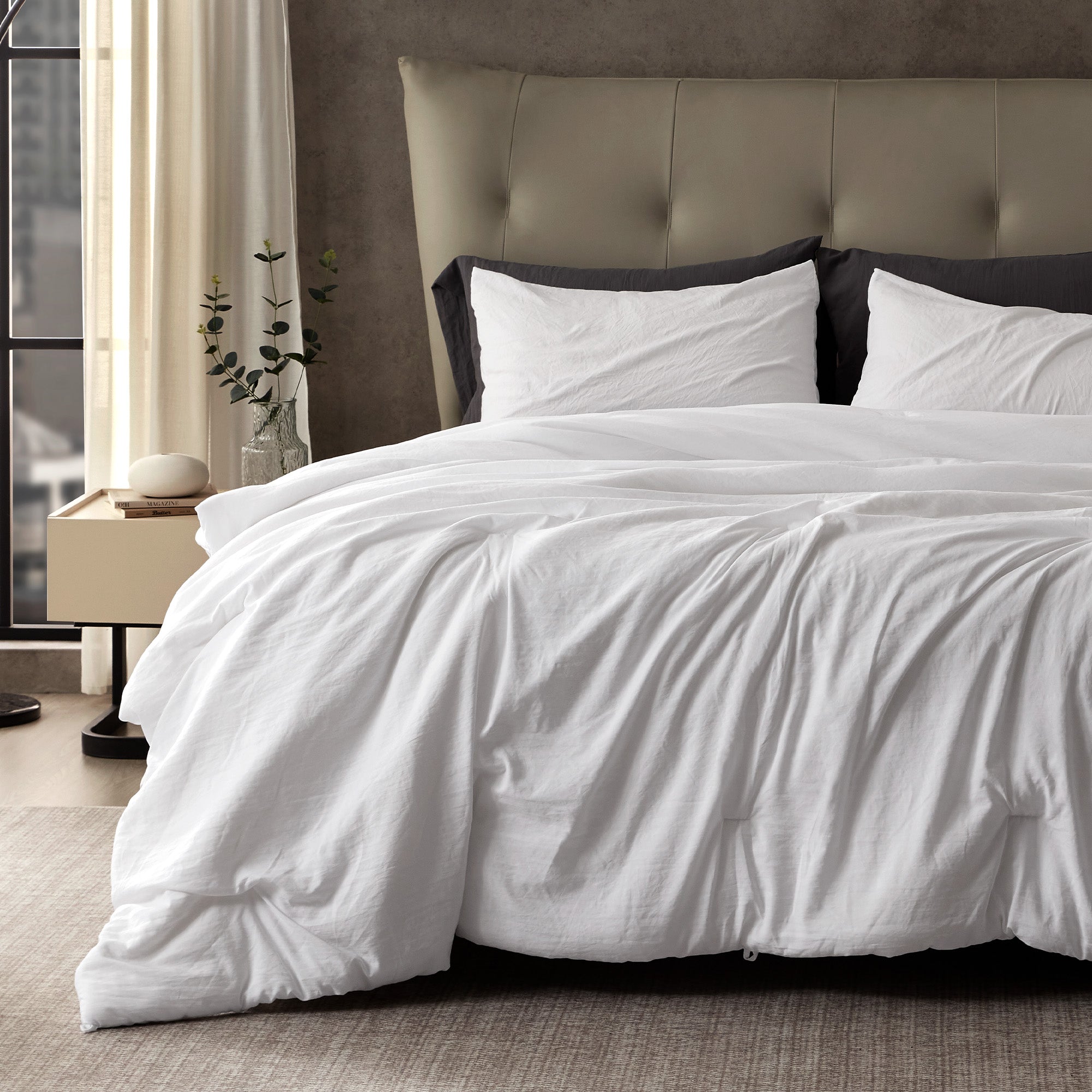 Stonewashed Duvet Set - Natural Wrinkle Texture with Pillow Sham