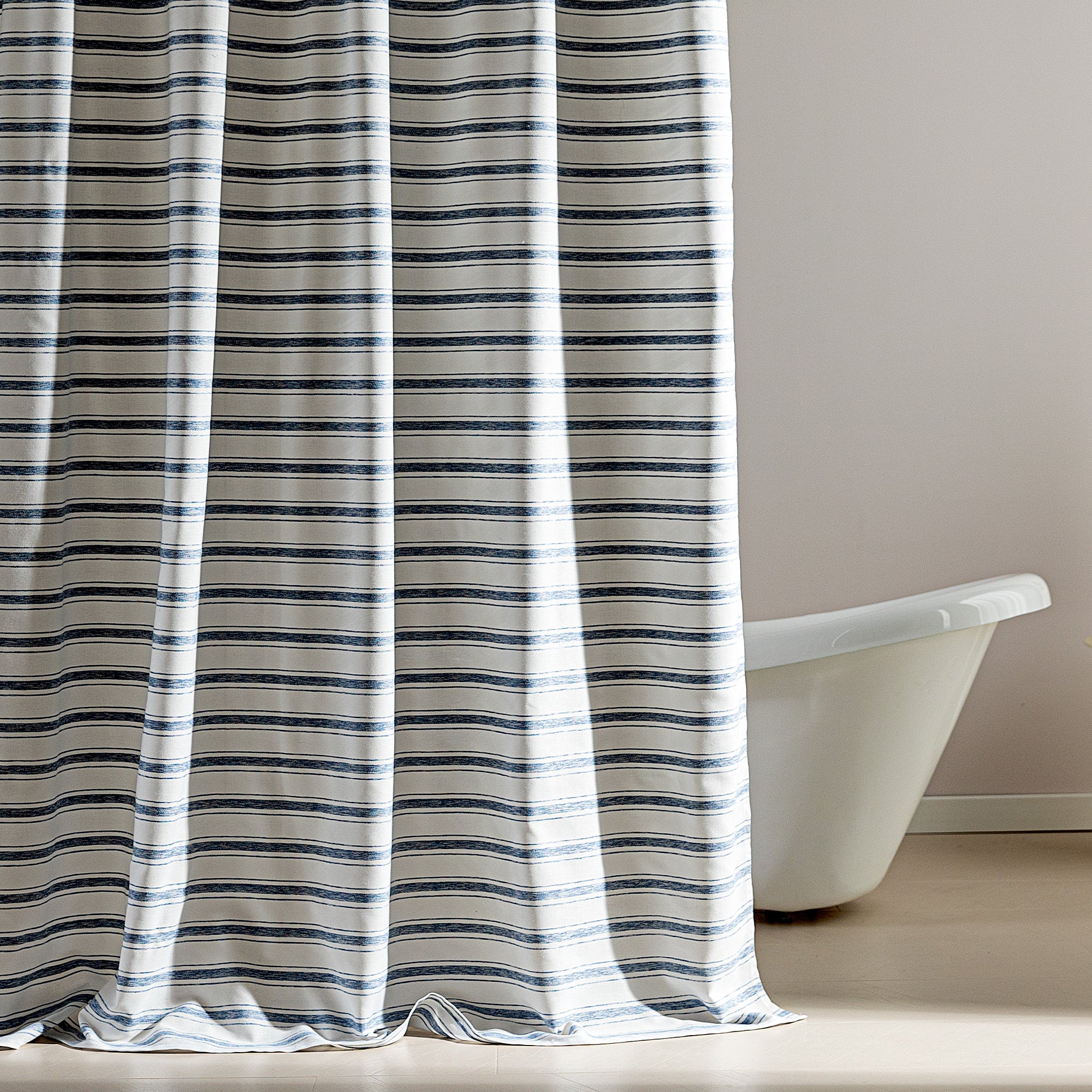 Fabric Shower Curtain - Retro Striped Farmhouse Style for Bathroom