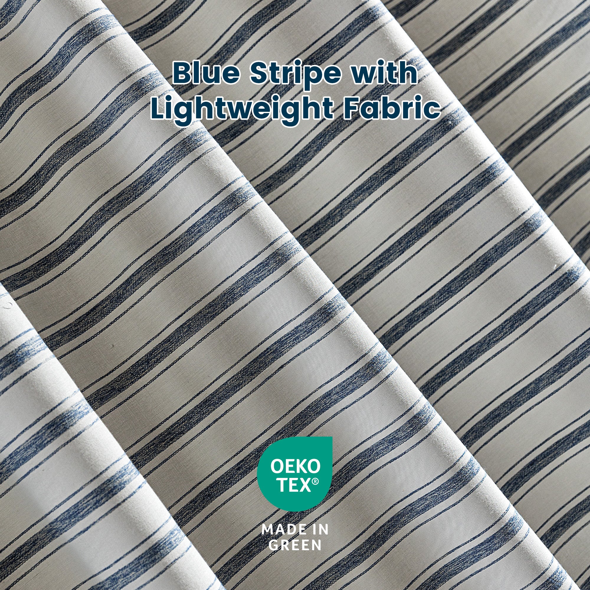 Fabric Shower Curtain - Retro Striped Farmhouse Style for Bathroom