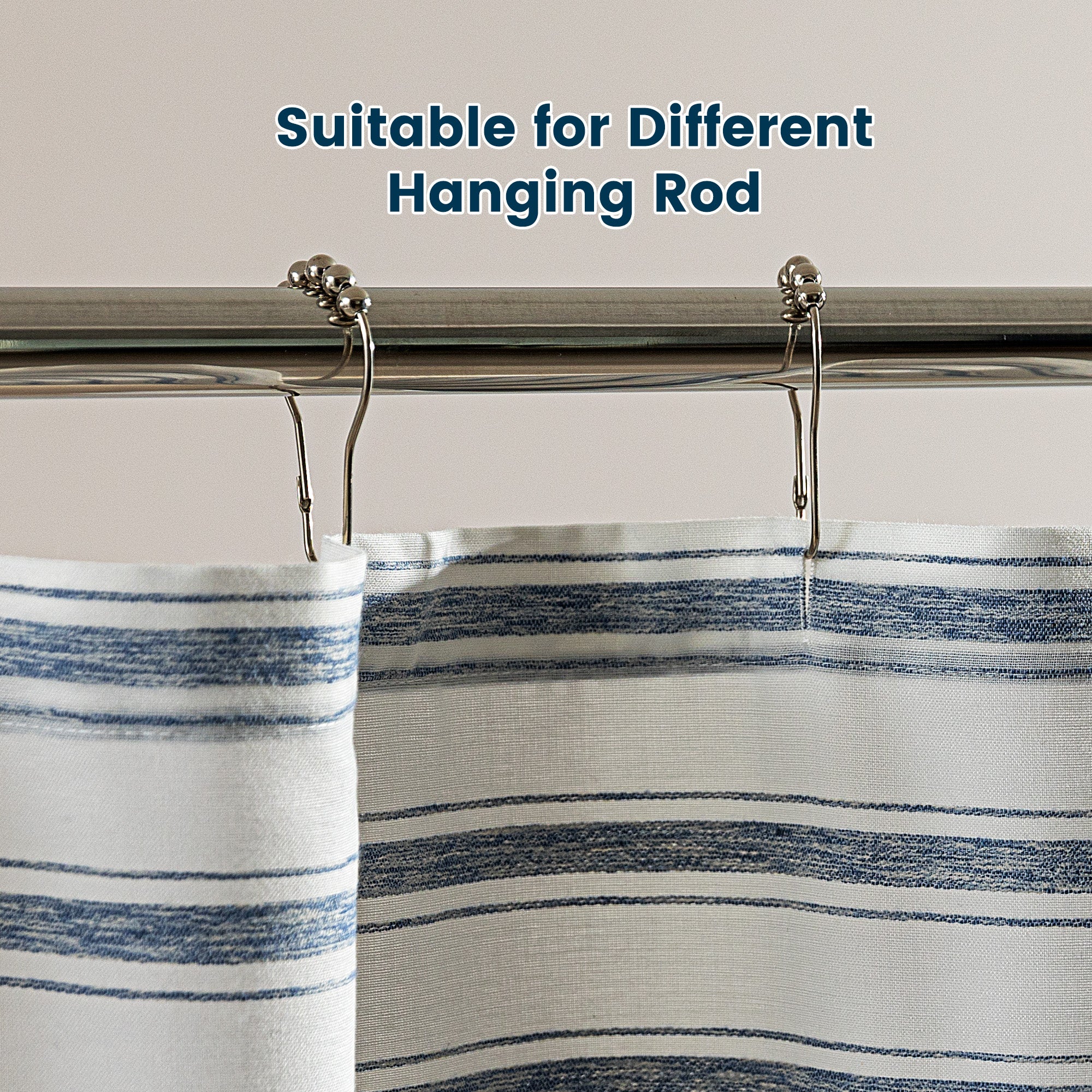 Fabric Shower Curtain - Retro Striped Farmhouse Style for Bathroom