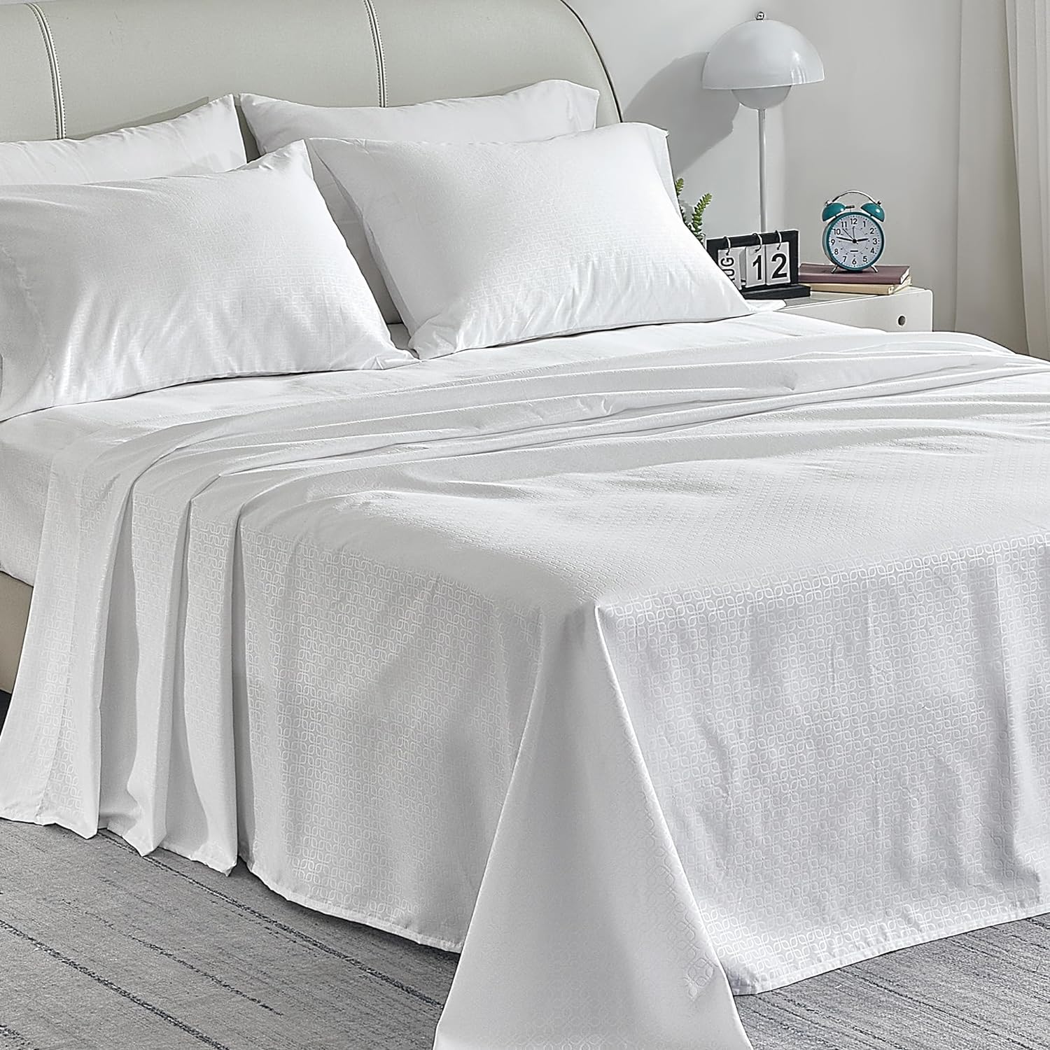 Luxury Hotel Embossed Sheets Set with Pillowcase