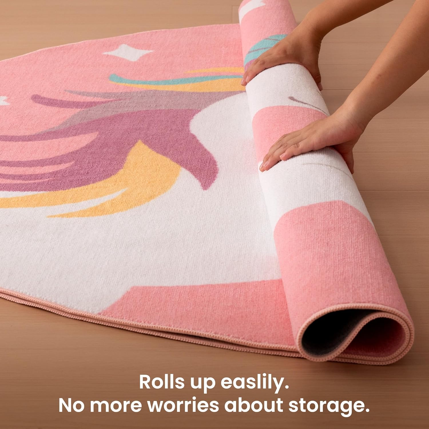 Kids Rugs for Playroom, Non Slip Area Rugs for Bedroom - Pink Unicorn