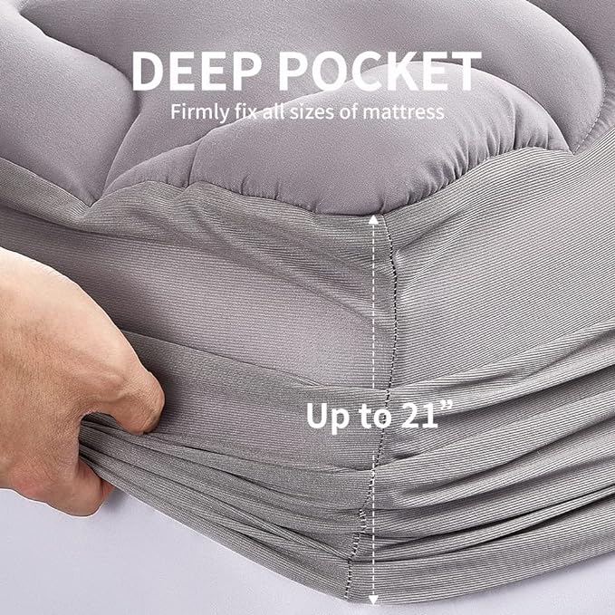 Premium Cooling Mattress Pad Grey for Hot Sleepers.