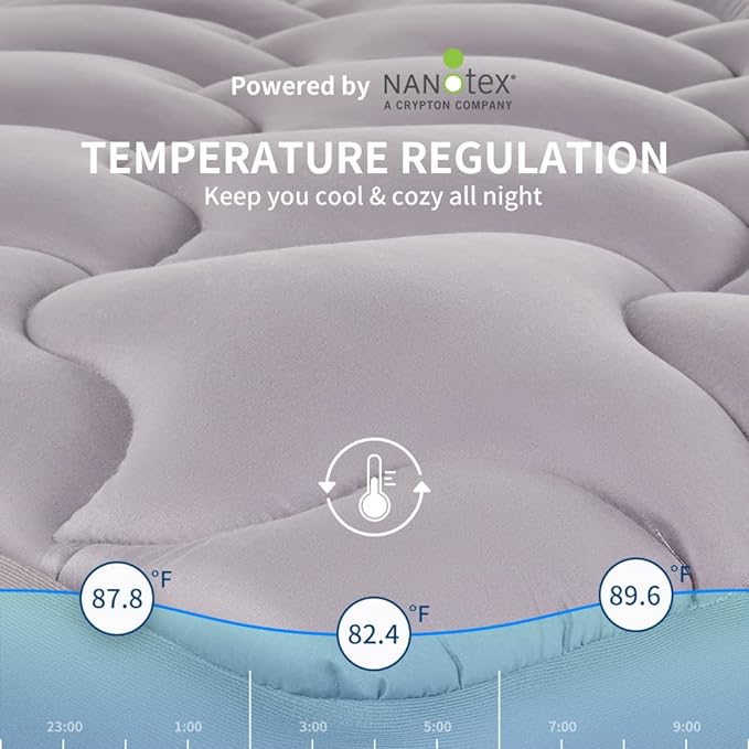 Premium Cooling Mattress Pad Grey for Hot Sleepers.