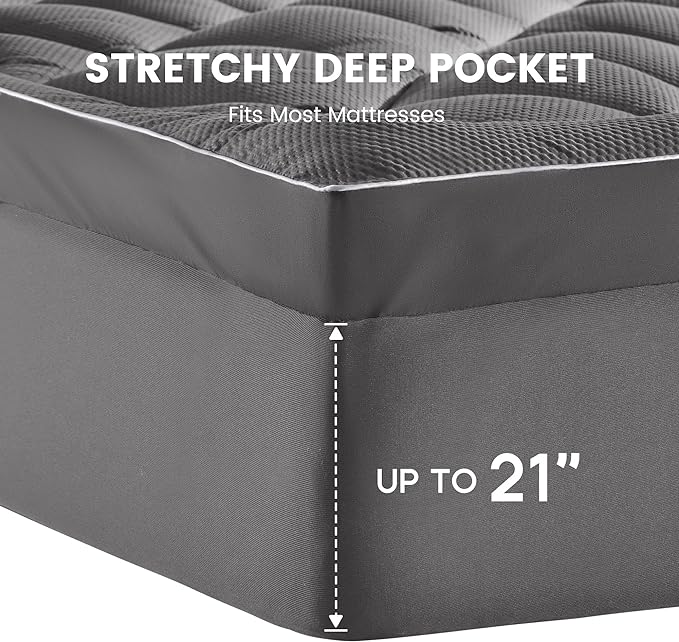Extra Thick Mattress Pad for Back Pain Grey.