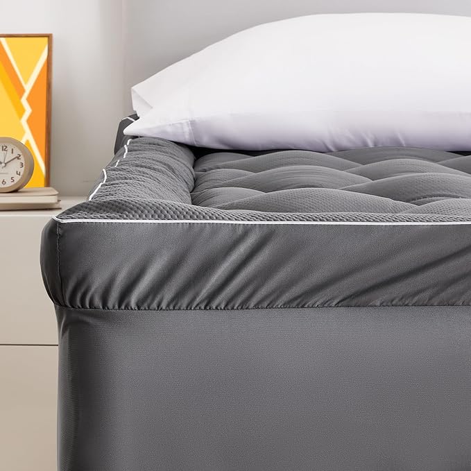 Extra Thick Mattress Pad for Back Pain Grey.