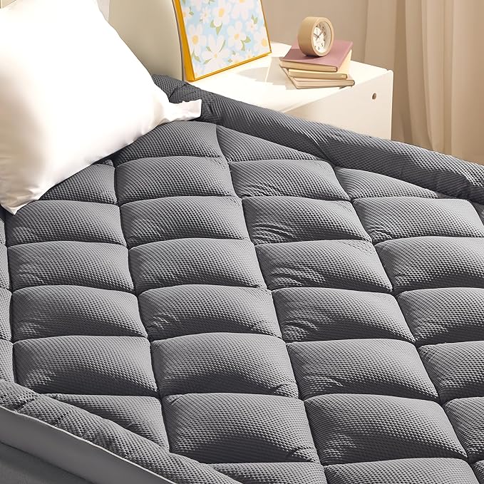 Extra Thick Mattress Pad for Back Pain Grey.