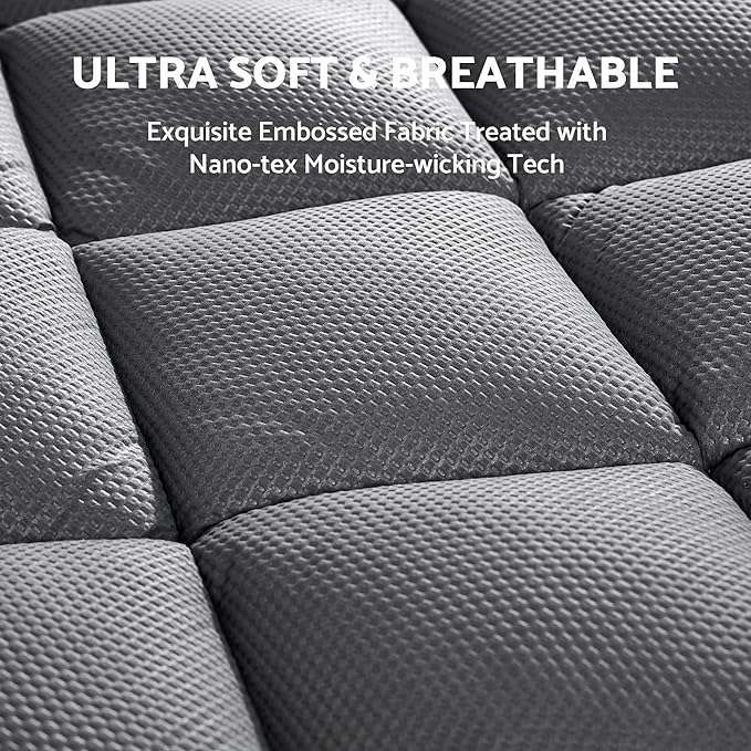 Extra Thick Mattress Pad for Back Pain Grey.