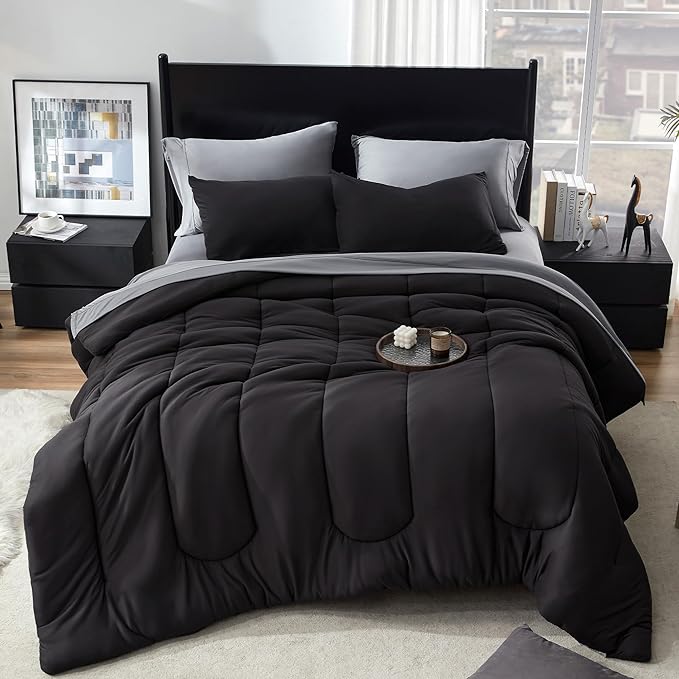 Jersey knit comforter black-main