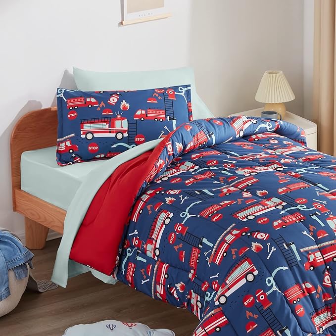 Fire Truck Kids Printed Bedding Set'-