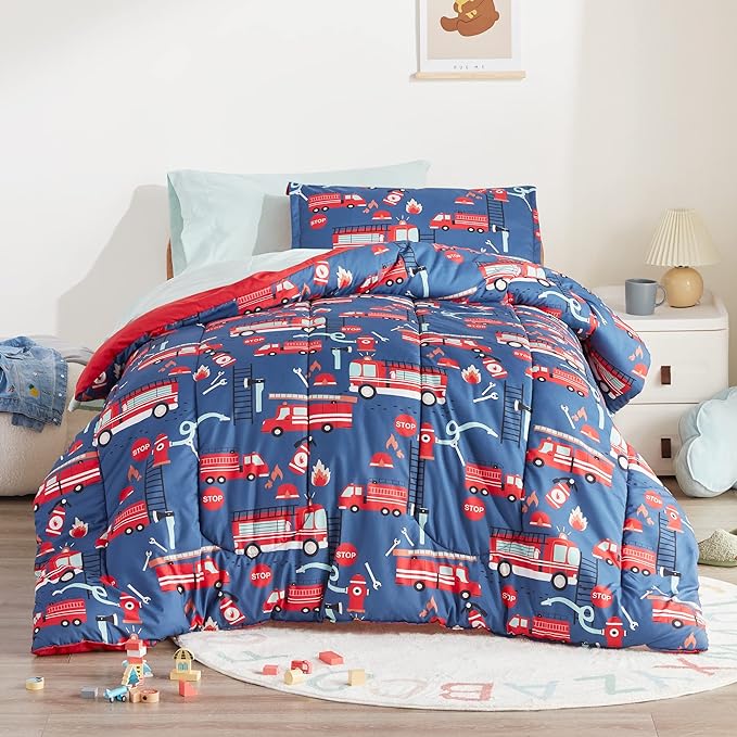 Fire Truck Kids Printed Bedding Set'-