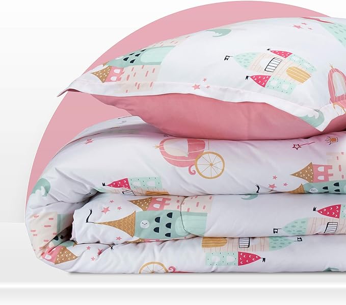 Princess Castle Kids Printed Comforter Set White/Pink.