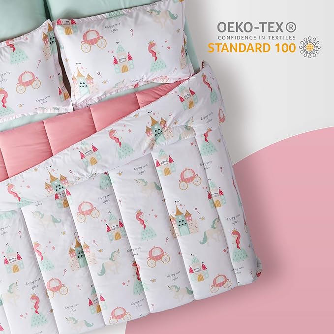 Princess Castle Kids Printed Comforter Set White/Pink.
