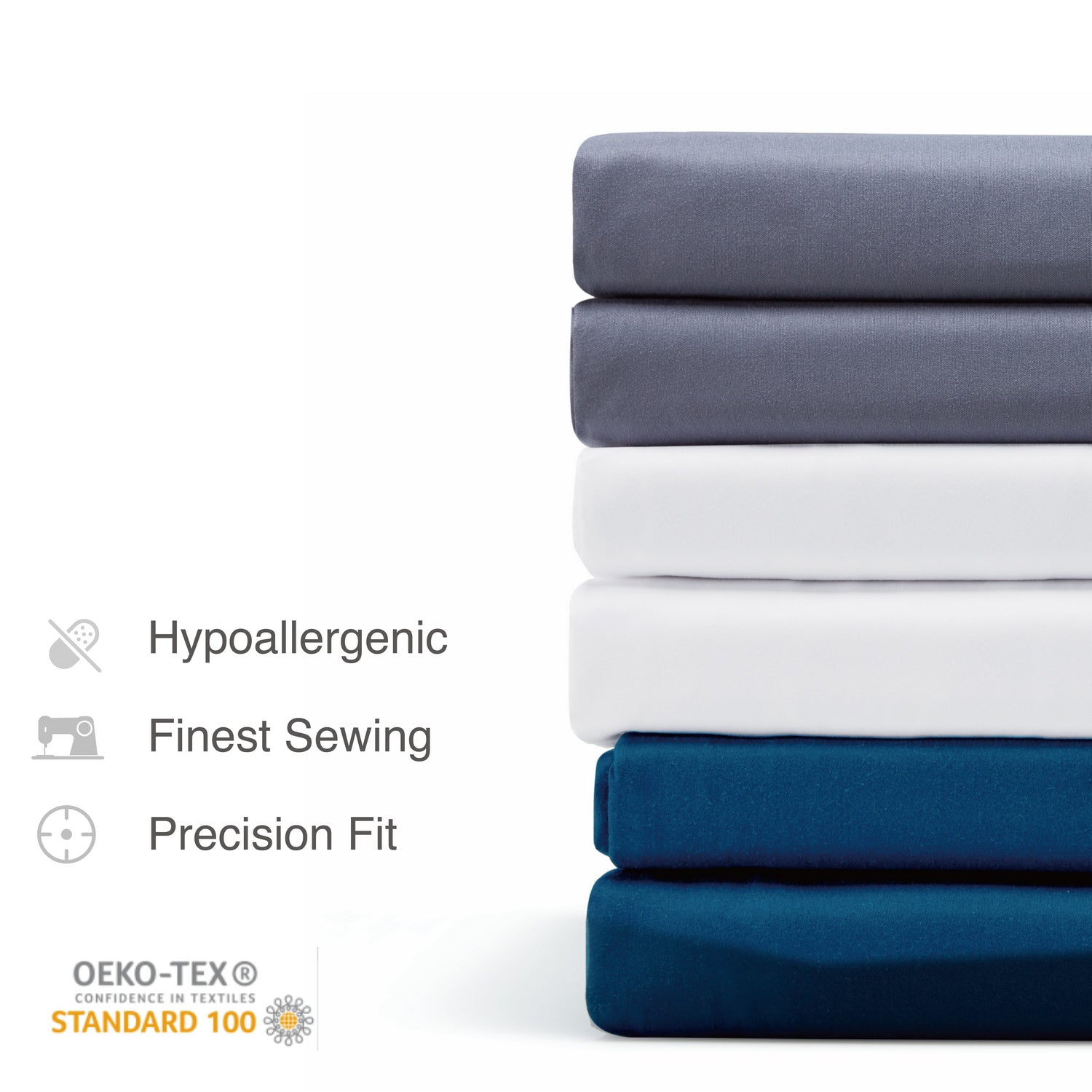 Omnimarketstore bedding classic nanotex cooling sheet set hypoallergenic finest sewing fit grey gray blue white full queen king