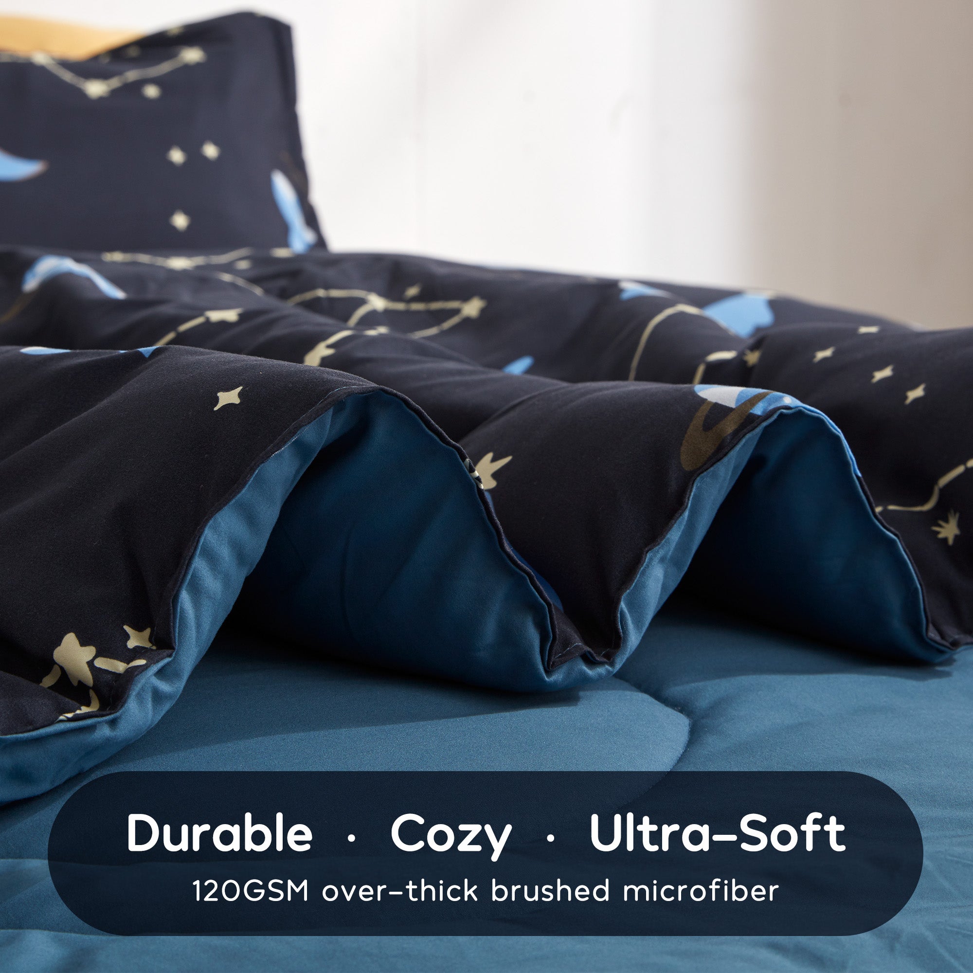 Blue Galaxy Kids Printed Comforter Set.
