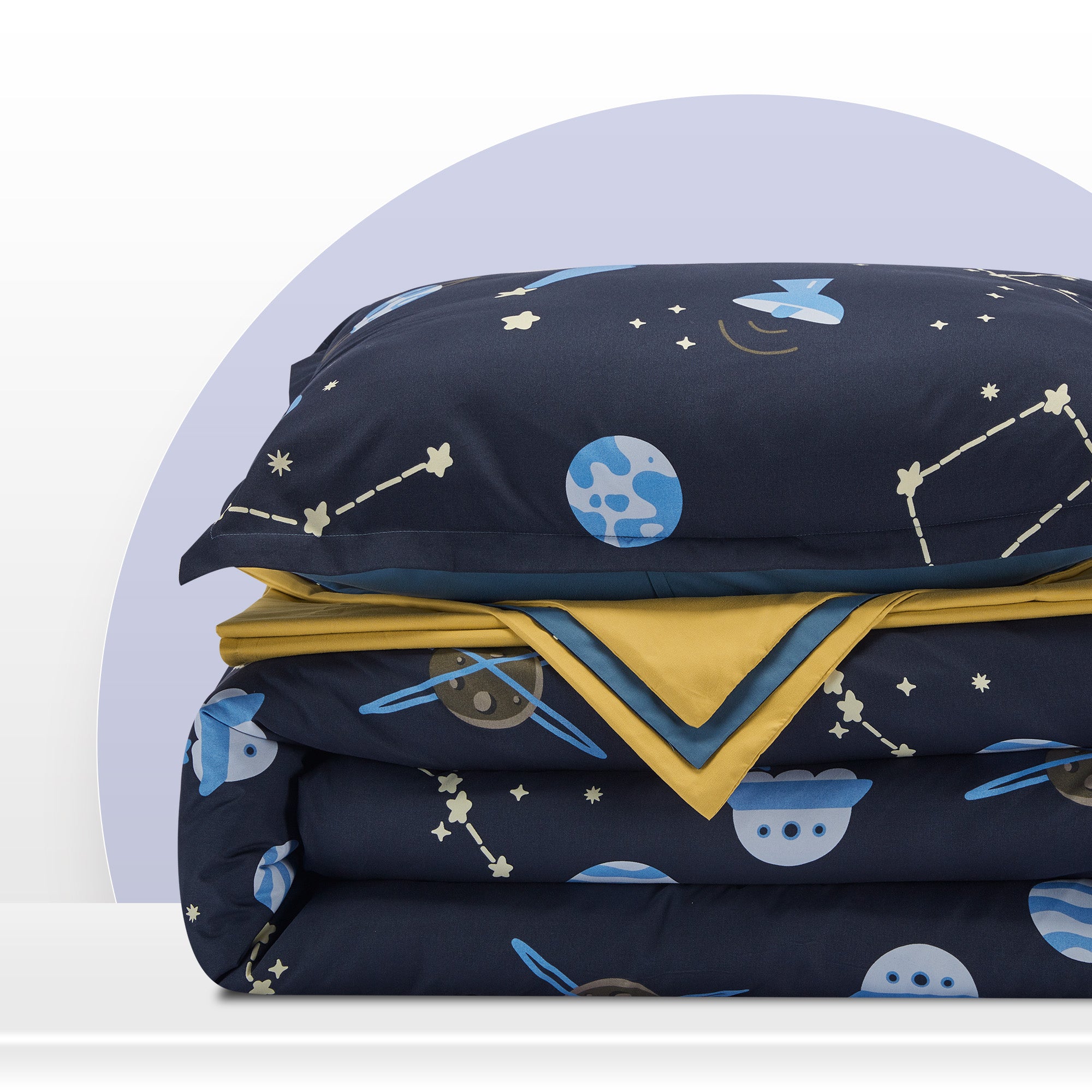 Blue Galaxy Kids Printed Comforter Set.