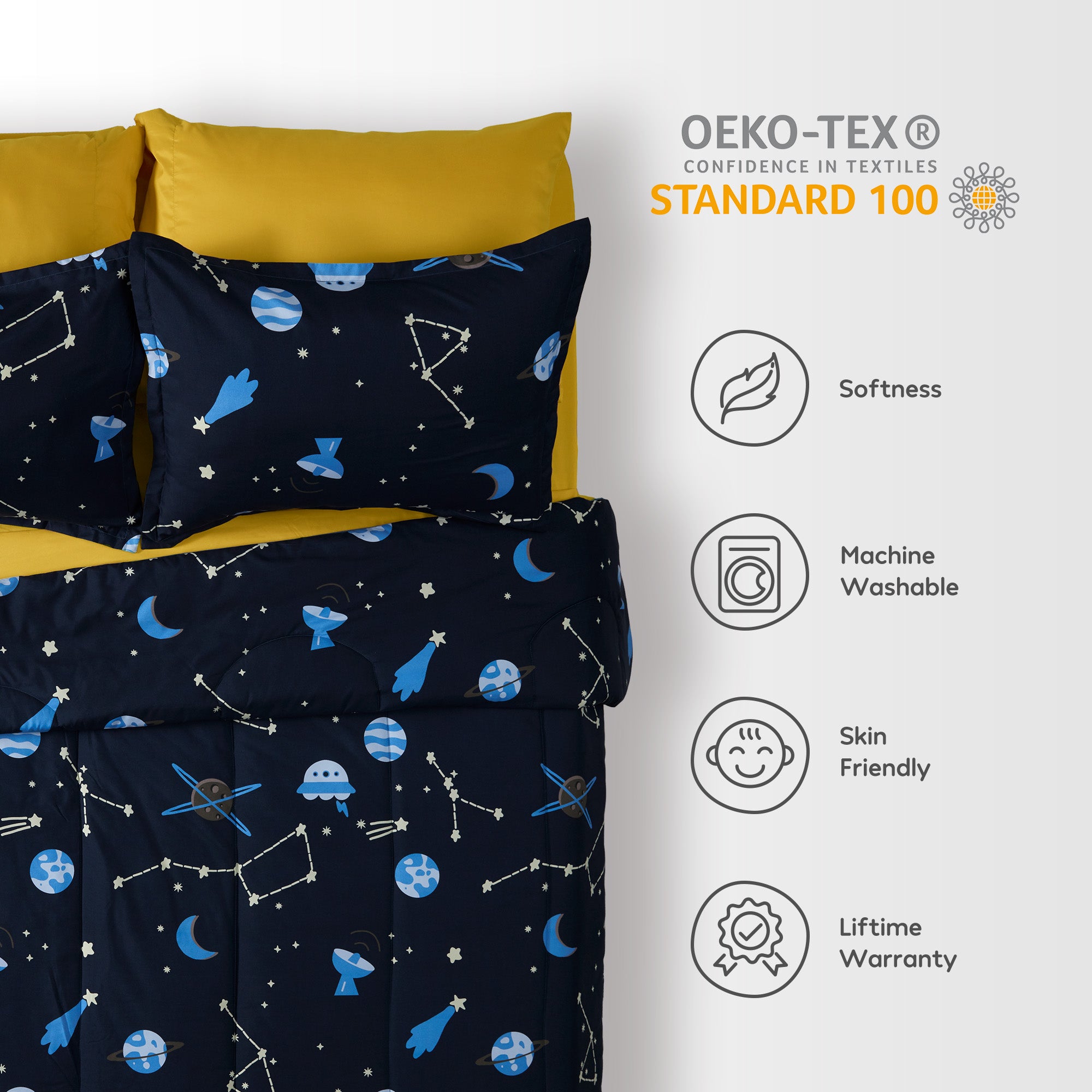 Blue Galaxy Kids Printed Comforter Set.