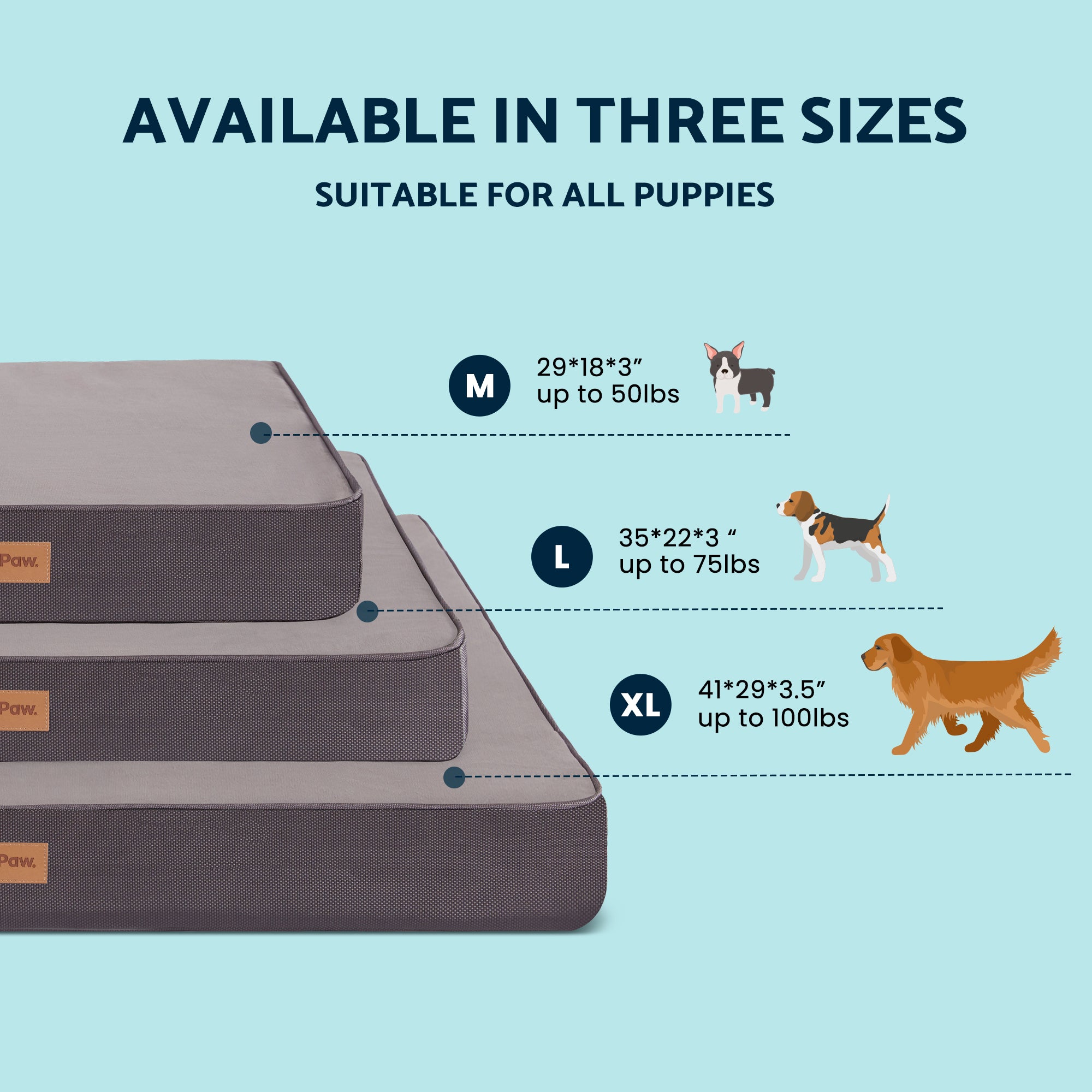 PUPPY PAW Gel Memory Foam Orthopedic Dog Bed.