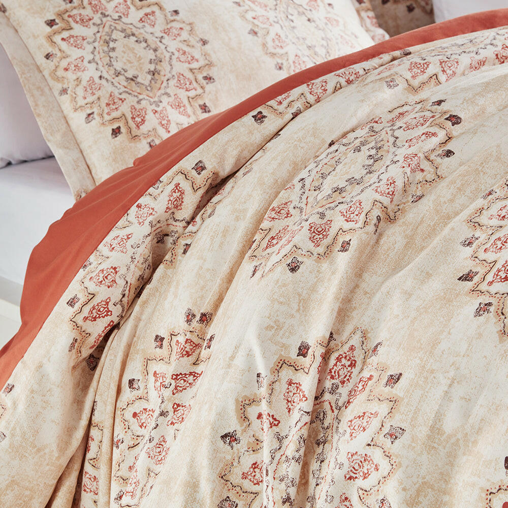Damask Pattern Printed Duvet Cover Set.