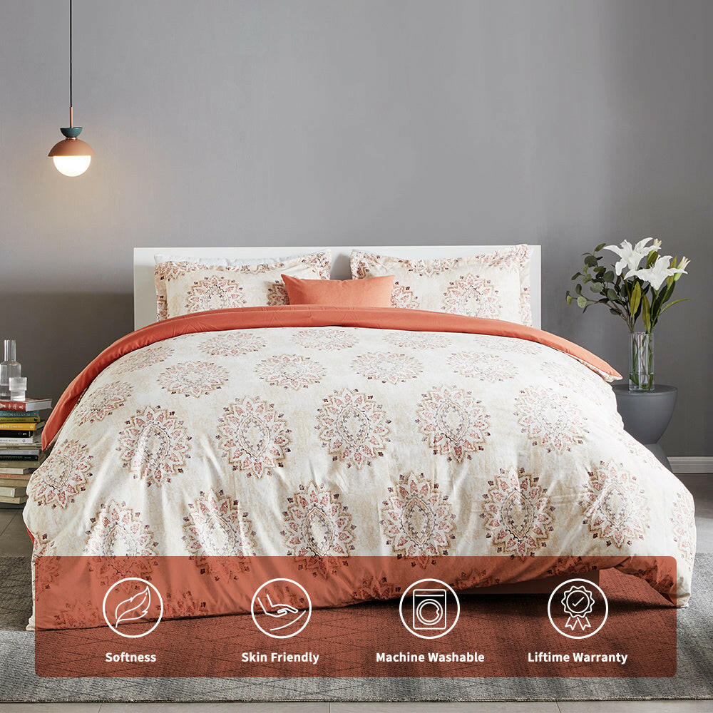 Damask Pattern Printed Duvet Cover Set.