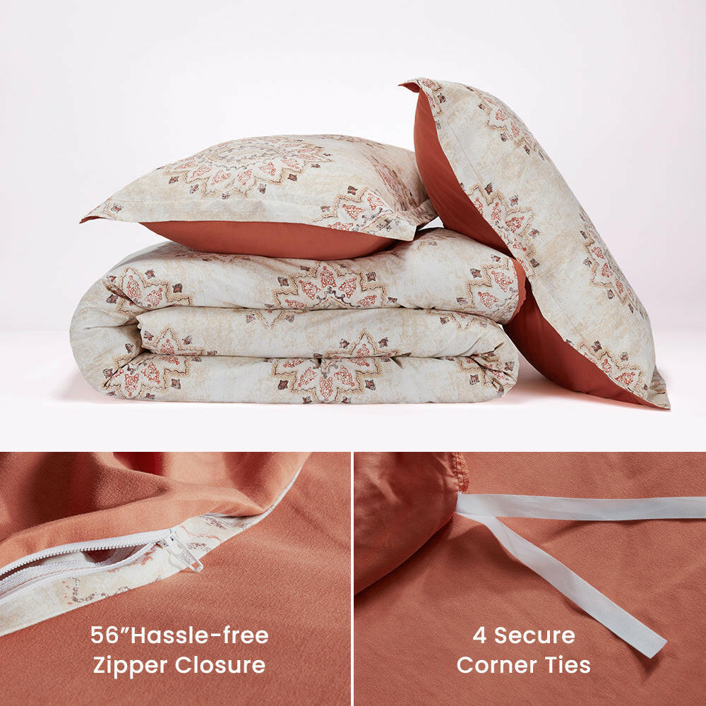 Damask Pattern Printed Duvet Cover Set.