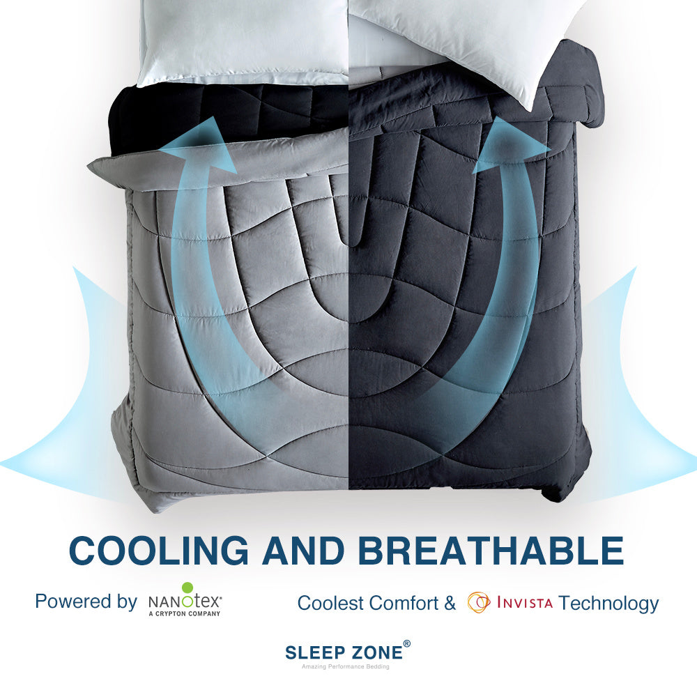 All Season U-Shape Reversible Cooling Comforter Black and Grey.