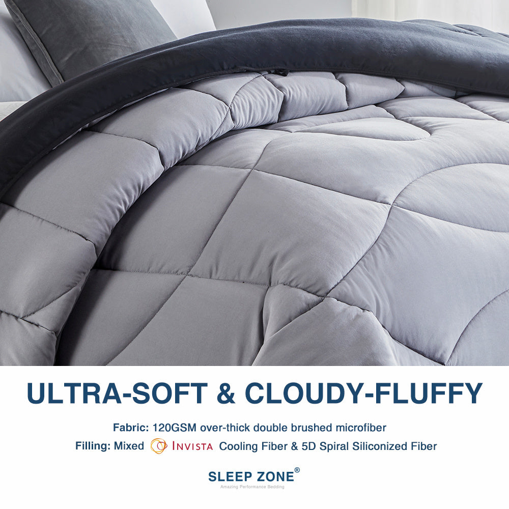 All Season U-Shape Reversible Cooling Comforter Black and Grey.
