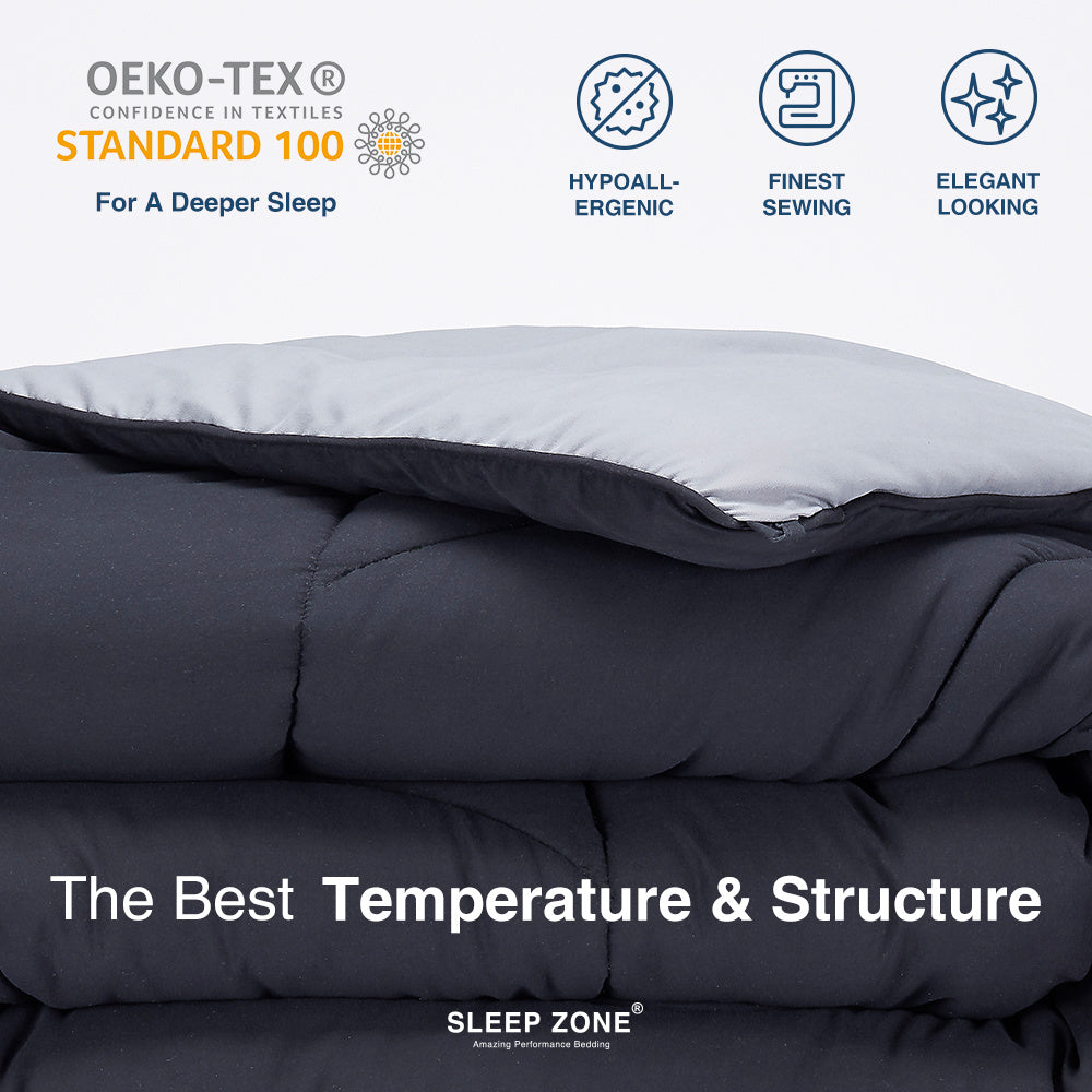 All Season U-Shape Reversible Cooling Comforter Black and Grey.