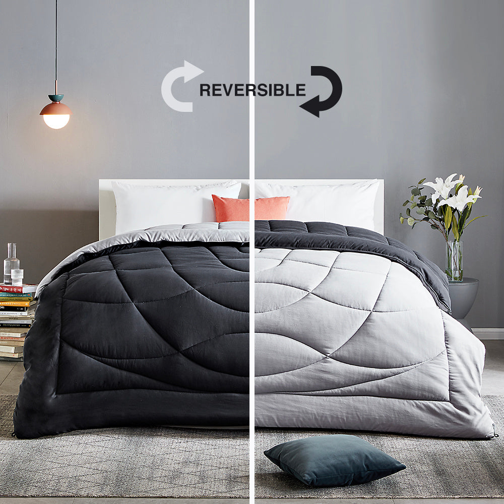 All Season U-Shape Reversible Cooling Comforter Black and Grey.