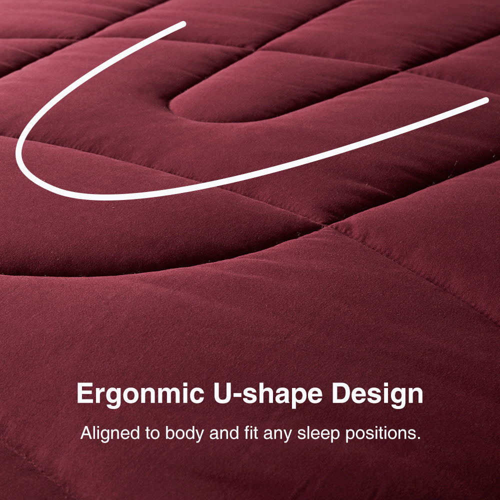 All Season U-Shape Reversible Cooling Comforter Burgundy and Grey.