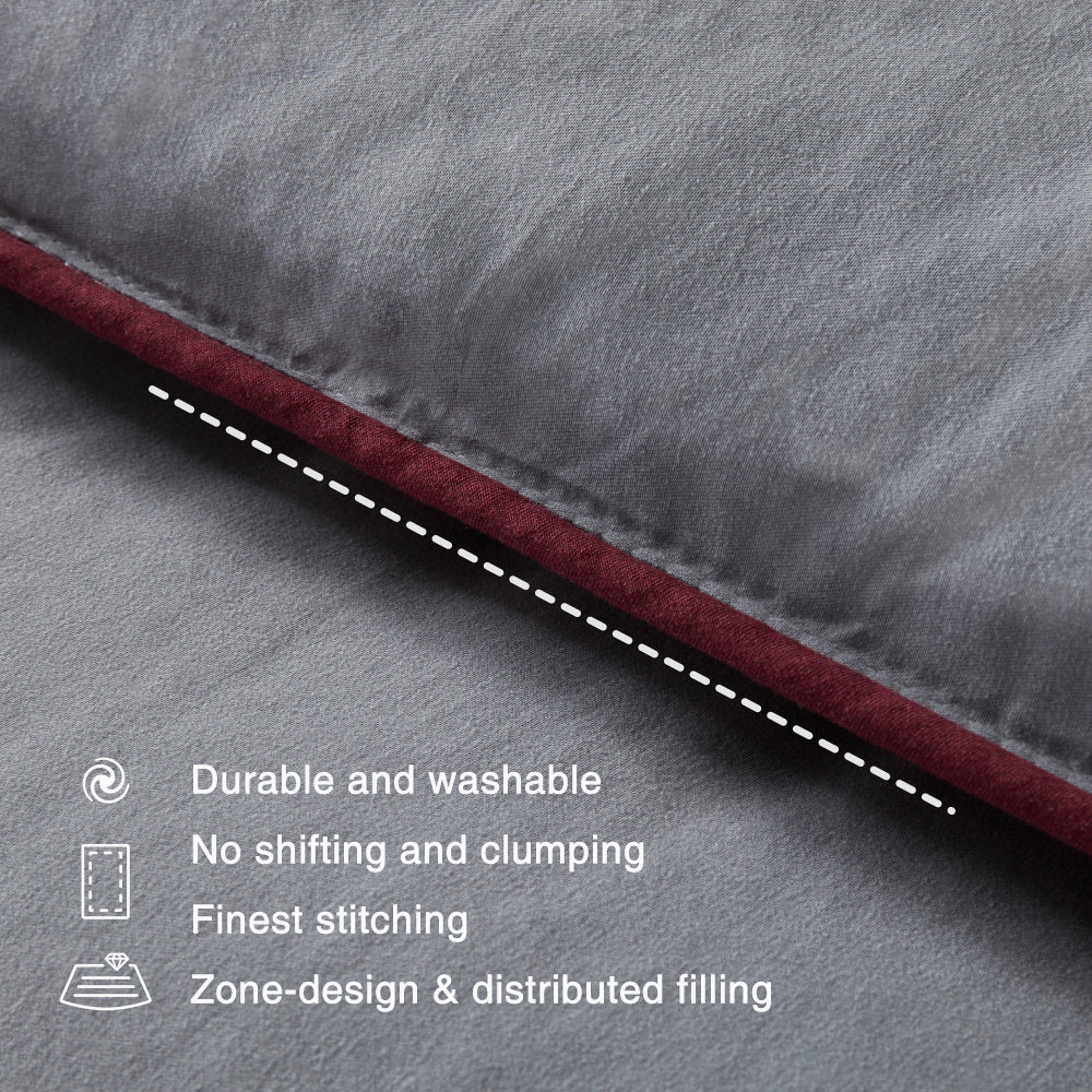 All Season U-Shape Reversible Cooling Comforter Burgundy and Grey.