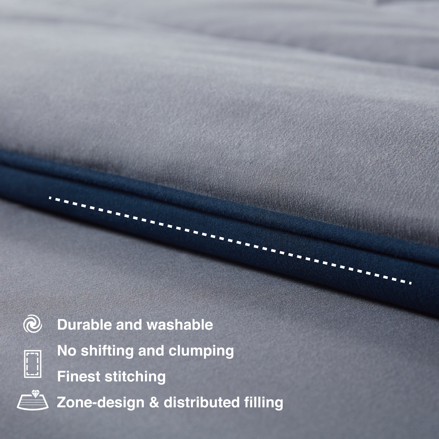 All Season U-Shape Reversible Cooling Comforter Navy Blue and Grey.