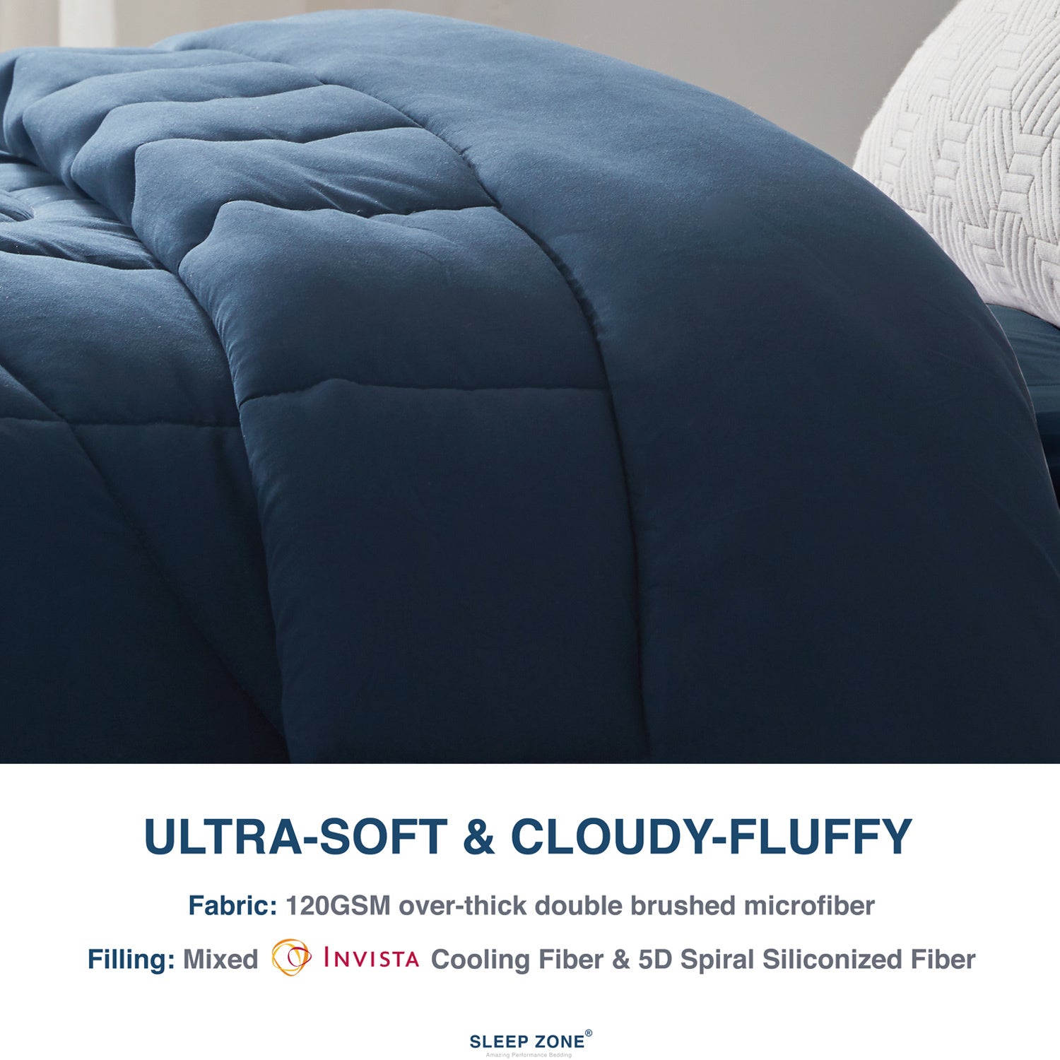 All Season U-Shape Reversible Cooling Comforter Navy Blue and Grey.