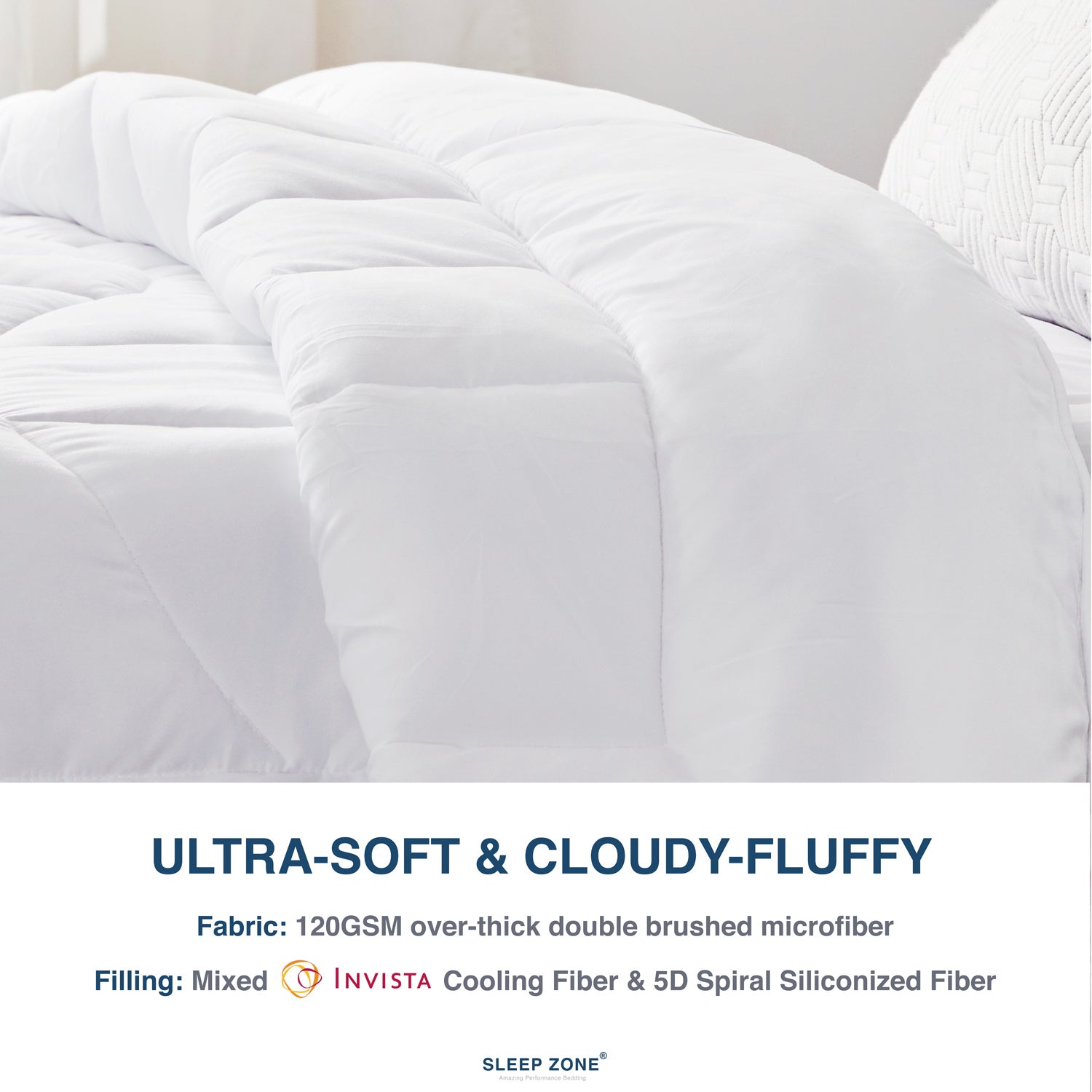 All Season U-Shape Reversible Cooling Comforter Classic White.