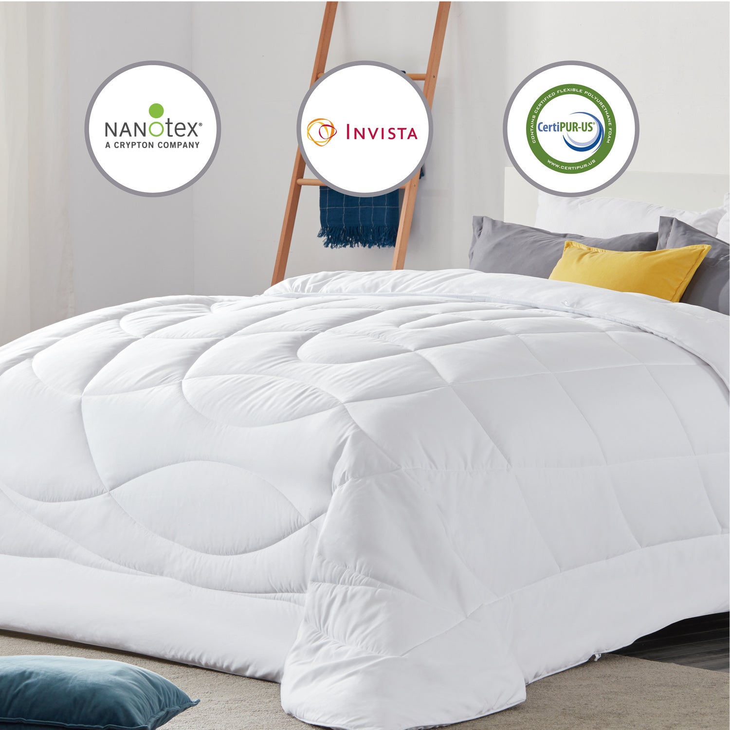 All Season U-Shape Reversible Cooling Comforter Classic White.