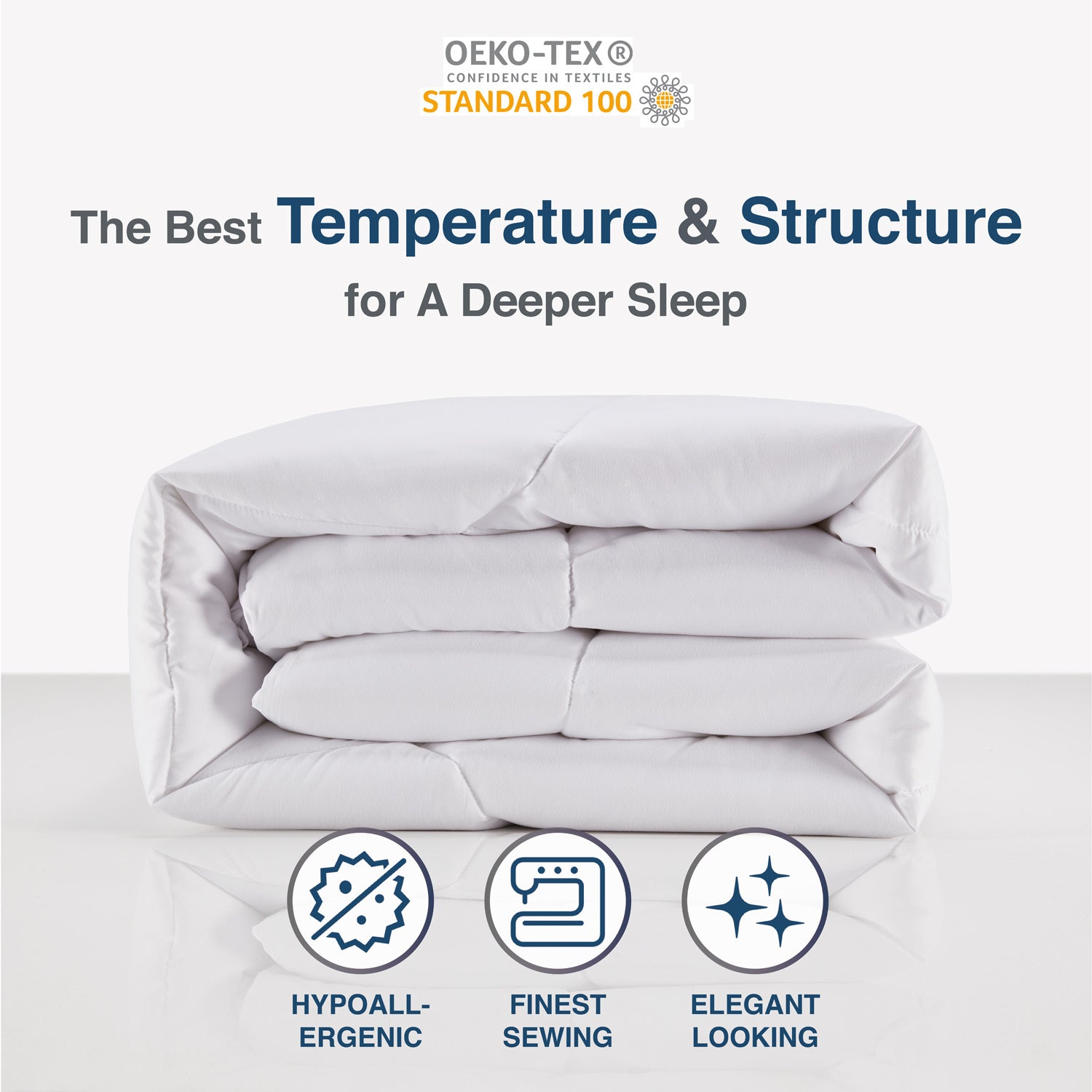 All Season U-Shape Reversible Cooling Comforter Classic White.