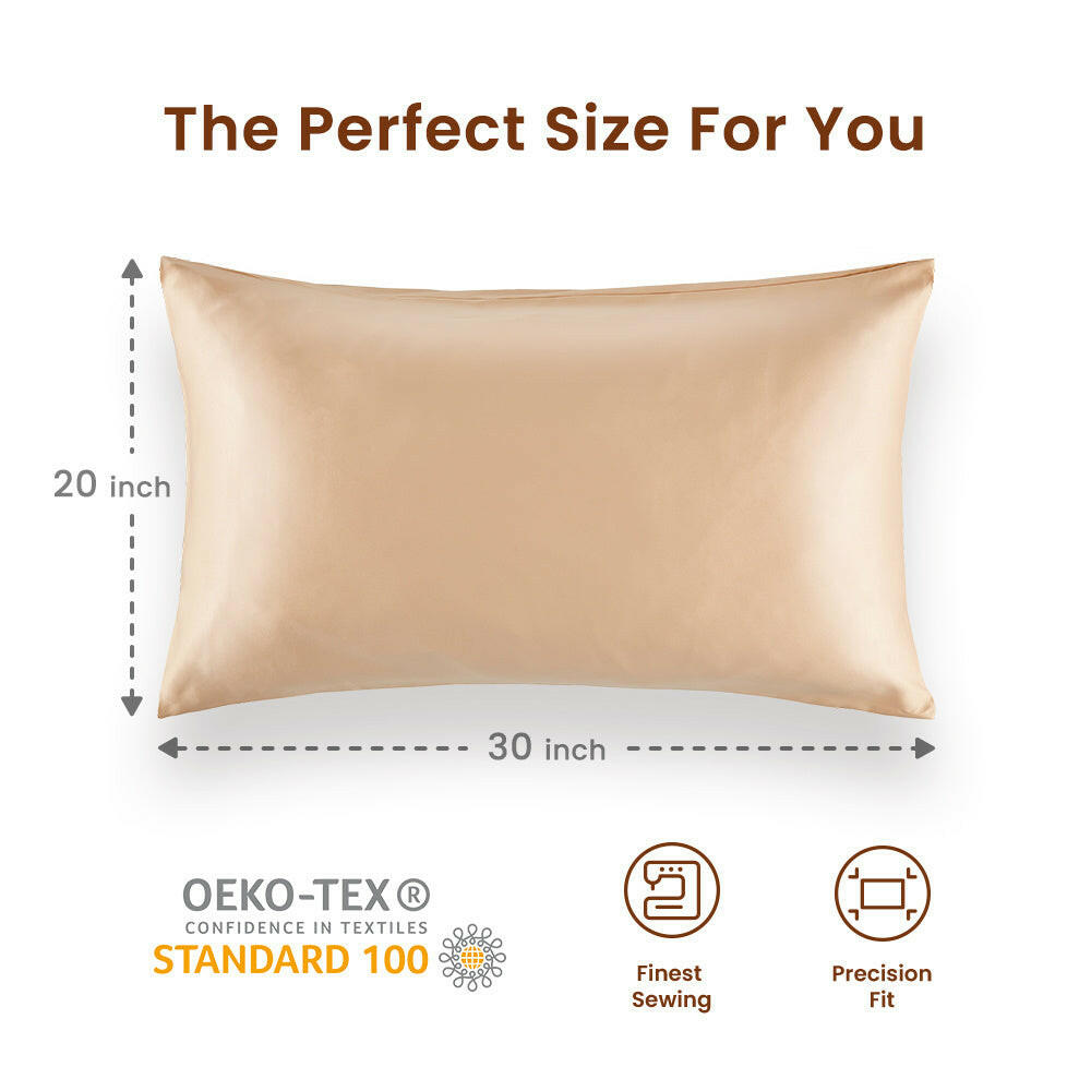 Omnimarketstore bedding luxe norishing skin friendly satin pillowcases gold almond buff  perfect size
