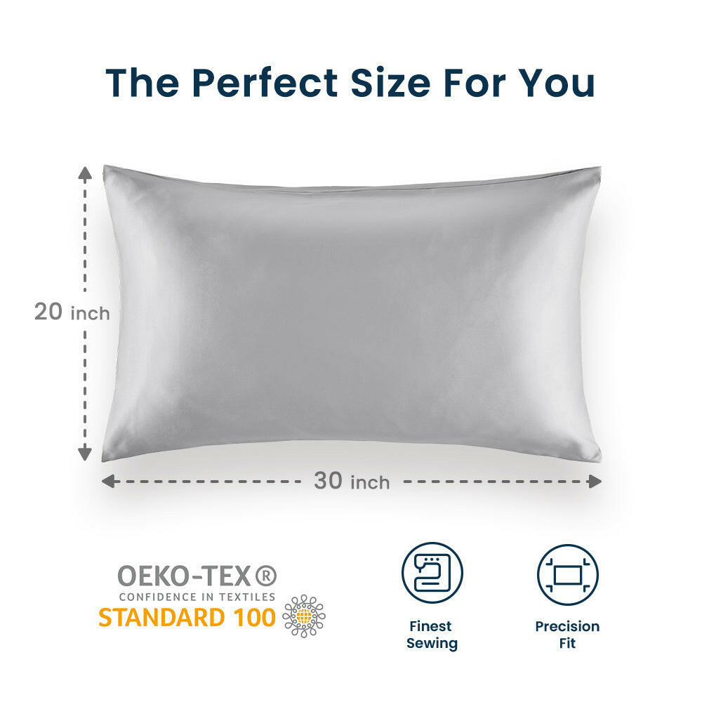 Omnimarketstore bedding luxe norishing skin friendly satin pillowcases light gray silver  perfect size