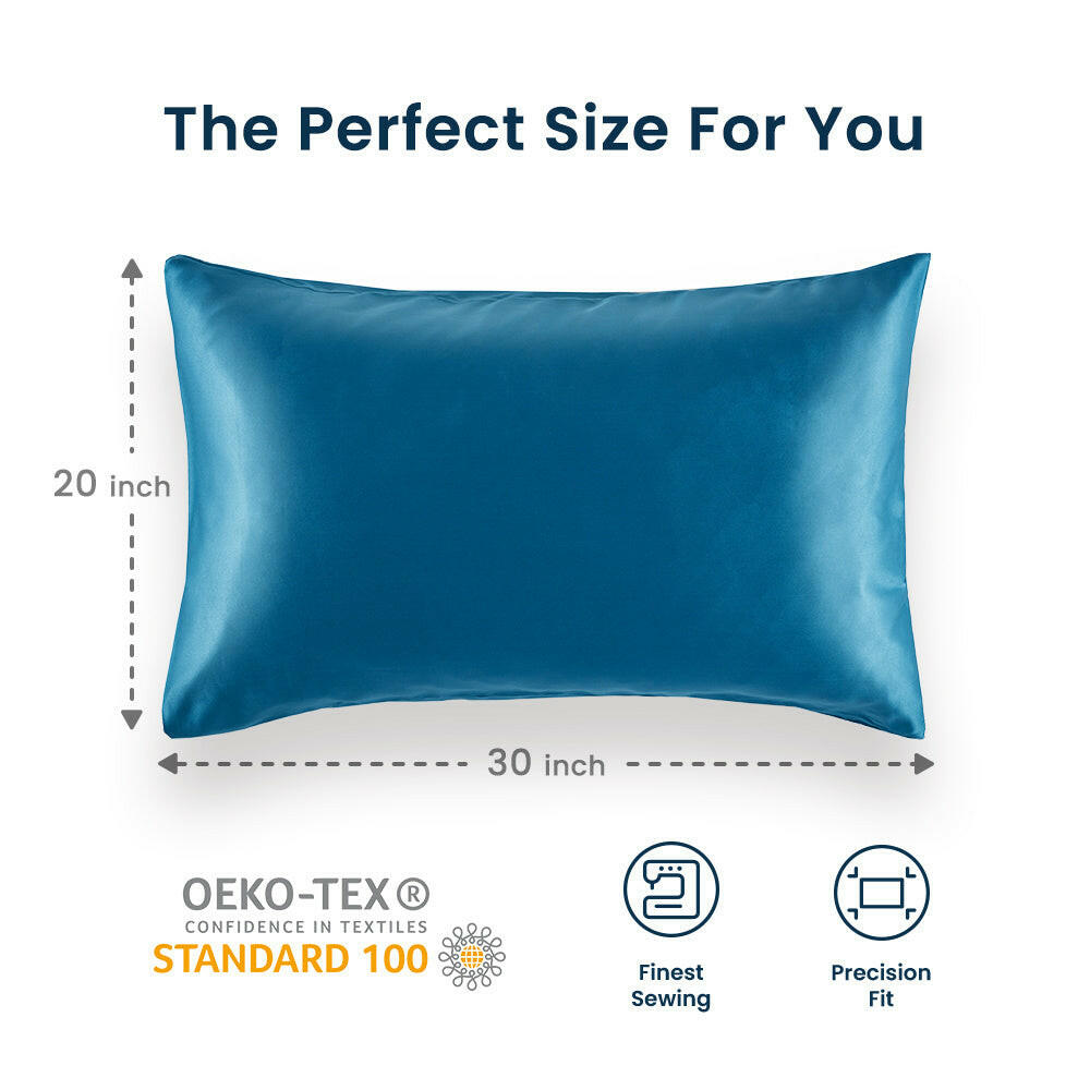 Omnimarketstore bedding luxe norishing skin friendly satin pillowcases teal green blue perfect size