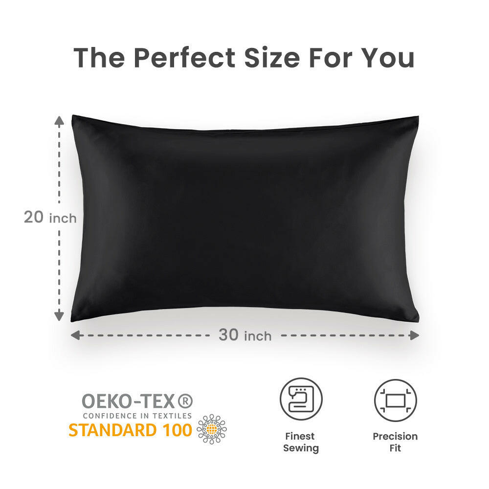 Omnimarketstore bedding luxe norishing skin friendly satin pillowcases dark grey black perfect size 